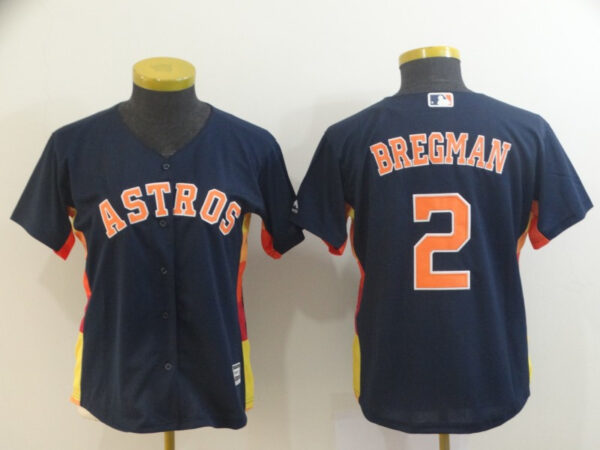 Astros 2 Alex Bregman Navy Women Cool Base Jersey