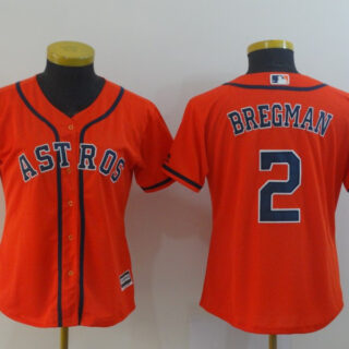Astros 2 Alex Bregman Orange Women Cool Base Jersey