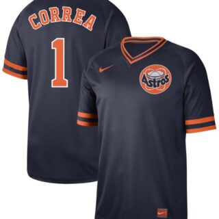 Astros #1 Carlos Correa Navy Authentic Cooperstown Collection Stitched Baseball Jersey