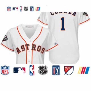 Astros #1 Carlos Correa White Home 2019 World Series Bound Women's Stitched Baseball Jersey