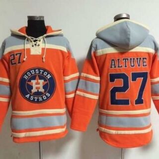 Astros #27 Jose Altuve Orange Sawyer Hooded Sweatshirt MLB Hoodie