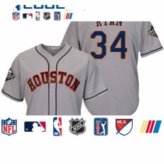 Astros #34 Nolan Ryan Grey New Cool Base 2019 World Series Bound Stitched Baseball Jersey