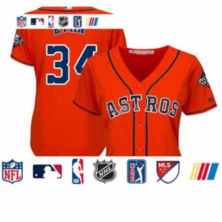 Astros #34 Nolan Ryan Orange Alternate 2019 World Series Bound Women's Stitched Baseball Jersey