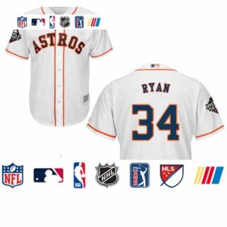 Astros #34 Nolan Ryan White Cool Base 2019 World Series Bound Stitched Youth Baseball Jersey