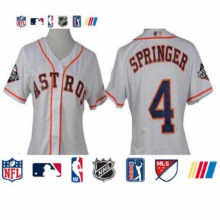 Astros #4 George Springer White Home 2019 World Series Bound Women's Stitched Baseball Jersey