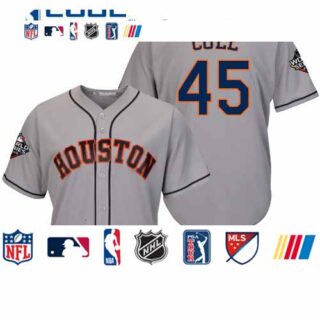 Astros #45 Gerrit Cole Grey Cool Base 2019 World Series Bound Stitched Youth Baseball Jersey