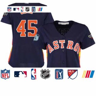 Astros #45 Gerrit Cole Navy Blue Alternate 2019 World Series Bound Women's Stitched Baseball Jersey