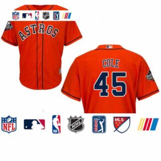 Astros #45 Gerrit Cole Orange Cool Base 2019 World Series Bound Stitched Youth Baseball Jersey