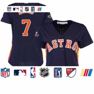 Astros #7 Craig Biggio Navy Blue Alternate 2019 World Series Bound Women's Stitched Baseball Jersey