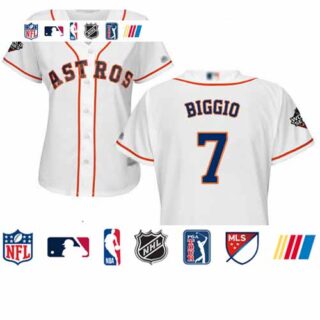 Astros #7 Craig Biggio White Home 2019 World Series Bound Women's Stitched Baseball Jersey