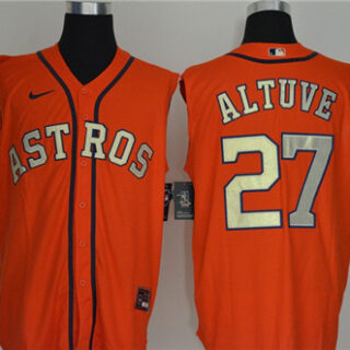 Astros 27 Jose Altuve Orange Nike Cool Base Sleeveless Jersey