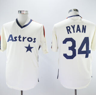 Astros 34 Nolan Ryan Cream Cooperstown Collection Jersey