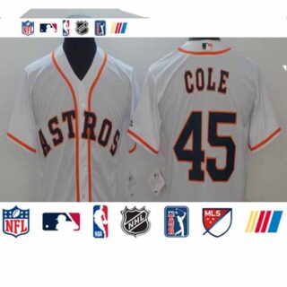 Astros 45 Gerrit Cole White Cool Base Jersey