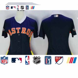 Astros Blank Navy Blue Alternate 2019 World Series Bound Women's Stitched Baseball Jersey