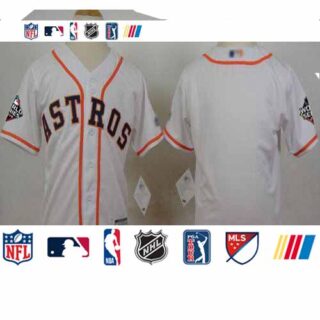 Astros Blank White Cool Base 2019 World Series Bound Stitched Youth Baseball Jersey