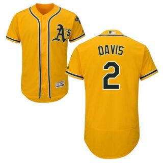 Athletics #2 Khris Davis Gold Flexbase Authentic Collection Stitched Baseball Jersey