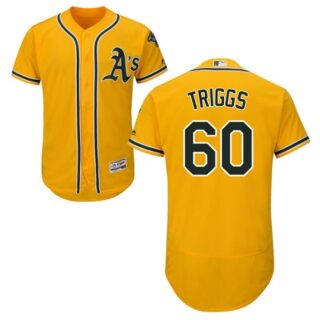 Athletics #60 Andrew Triggs Gold Flexbase Authentic Collection Stitched Baseball Jersey