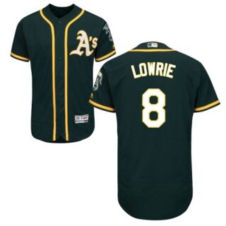 Athletics #8 Jed Lowrie Green Flexbase Authentic Collection Stitched Baseball Jersey