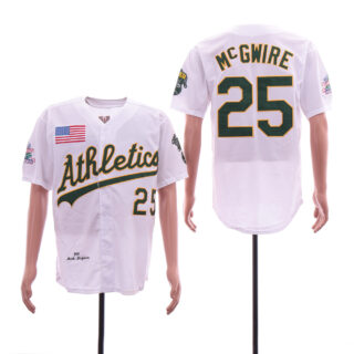 Athletics 25 Mark McGwire White 1989 World Series Cool Base Jersey