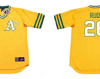 Athletics 26 JOE RUDI Yellow 1972 Throwback Jersey