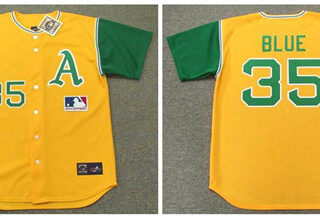 Athletics 35 Vida Blue Yellow 1969'S Throwback Cool Base Jersey