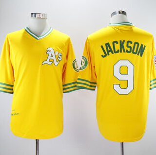 Athletics 9 Reggie Jackson Yellow Turn Back The Clock Copperstown Collection Jersey