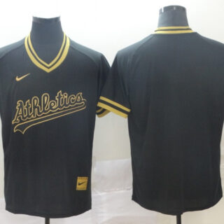 Athletics Blank Black Gold Nike Cooperstown Collection Legend V Neck Jersey