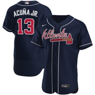 Atlanta Braves #13 Ronald Acuna Jr. Men's Nike Navy Alternate 2020 Authentic Player MLB Jersey