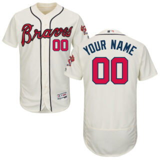 Atlanta Braves Cream Men's Customized Flexbase Jersey