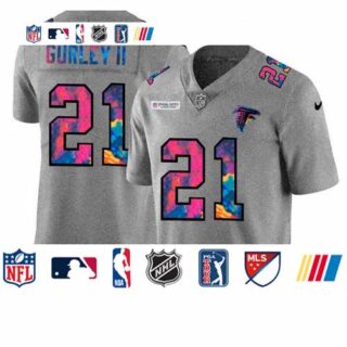 Atlanta Falcons #21 Todd Gurley II Men's Nike Multi-Color 2020 NFL Crucial Catch NFL Jersey Greyheather