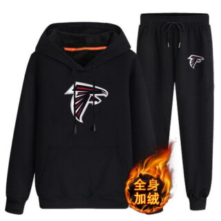 Atlanta Falcons Black Men's Winter Thicken NFL Pullover Hoodie & Pant