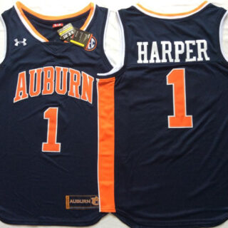 Auburn Tigers 1 Jared Harper Navy College Basketball Jersey