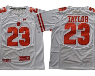 Badgers #23 Jonathan Taylor White Under Armour Stitched NCAA Jersey