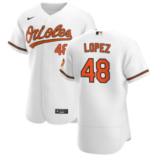 Baltimore Orioles #48 Jorge Lopez Men's Nike White Home 2020 Authentic Player MLB Jersey