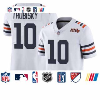 Bears #10 Mitchell Trubisky White Alternate Youth Stitched Football Vapor Untouchable Limited 100th Season Jersey