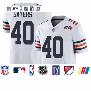 Bears #40 Gale Sayers White Alternate Men's Stitched Football Vapor Untouchable Limited 100th Season Jersey