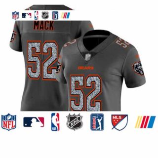 Bears #52 Khalil Mack Gray Static Women's Stitched Football Vapor Untouchable Limited Jersey