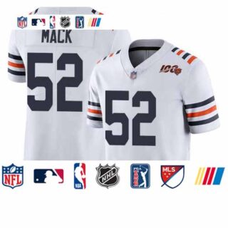 Bears #52 Khalil Mack White Alternate Youth Stitched Football Vapor Untouchable Limited 100th Season Jersey