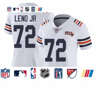 Bears #72 Charles Leno Jr White Alternate Women's Stitched Football Vapor Untouchable Limited 100th Season Jersey