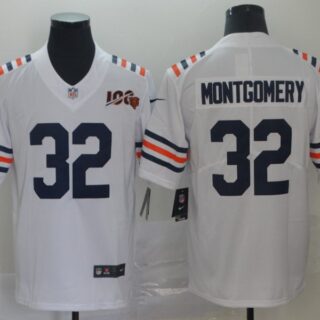 Bears 32 David Montgomery White 2019 100th Season Alternate Classic Vapor Untouchable Limited Jersey