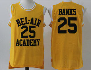 Bel-Air Academy 25 Carlton Banks Yellow Stitched Movie Jersey