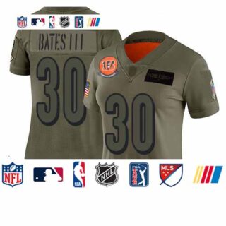 Bengals #30 Jessie Bates III Camo Women's Stitched Football Limited 2019 Salute to Service Jersey