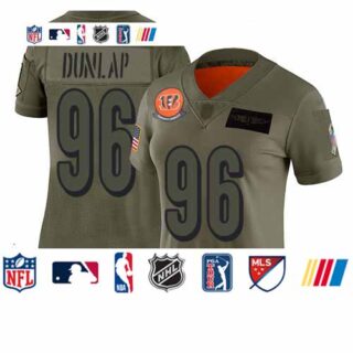Bengals #96 Carlos Dunlap Camo Women's Stitched Football Limited 2019 Salute to Service Jersey