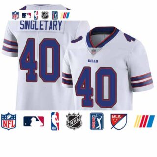 Bills #40 Devin Singletary White Men's Stitched Football Vapor Untouchable Limited Jersey
