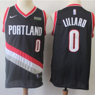 Blazers 0 Damian Lillard Black Swingman Jersey