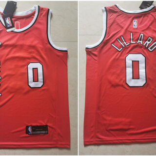 Blazers 0 Damian Lillard Red Nike Swingman Jersey