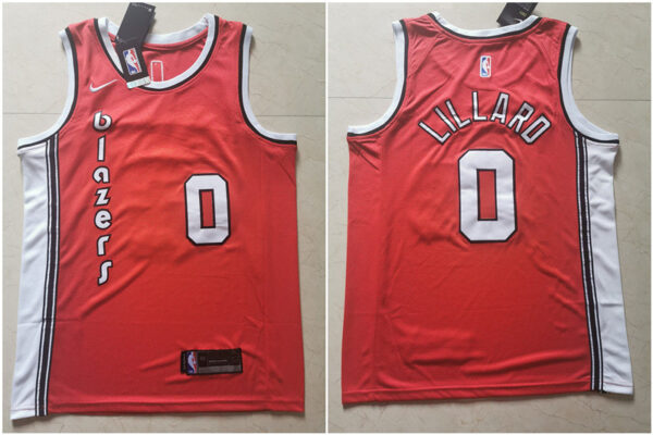 Blazers 0 Damian Lillard Red Nike Swingman Jersey