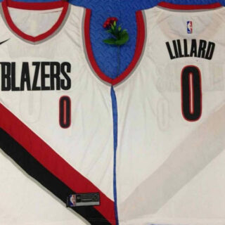 Blazers 0 Damian Lillard White City Edition Nike Swingman Jersey