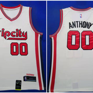 Blazers 00 Carmelo Anthony White Red 2019-20 Nike Swingman Jersey