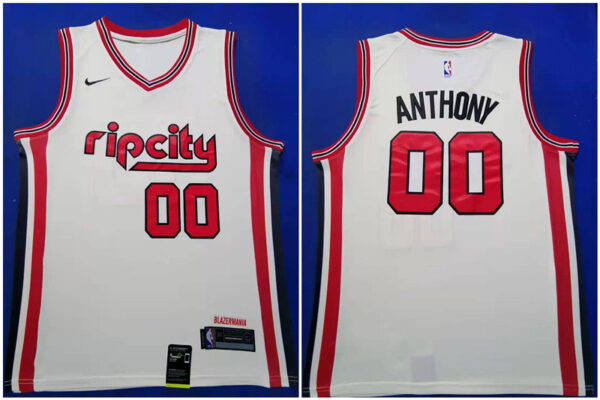 Blazers 00 Carmelo Anthony White Red 2019-20 Nike Swingman Jersey
